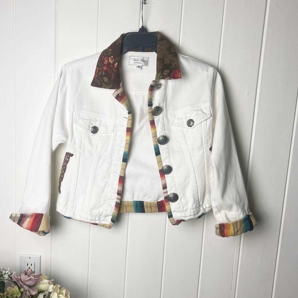 Tasha Polizzi Denim & Tapestry Trimmed Jacket -M